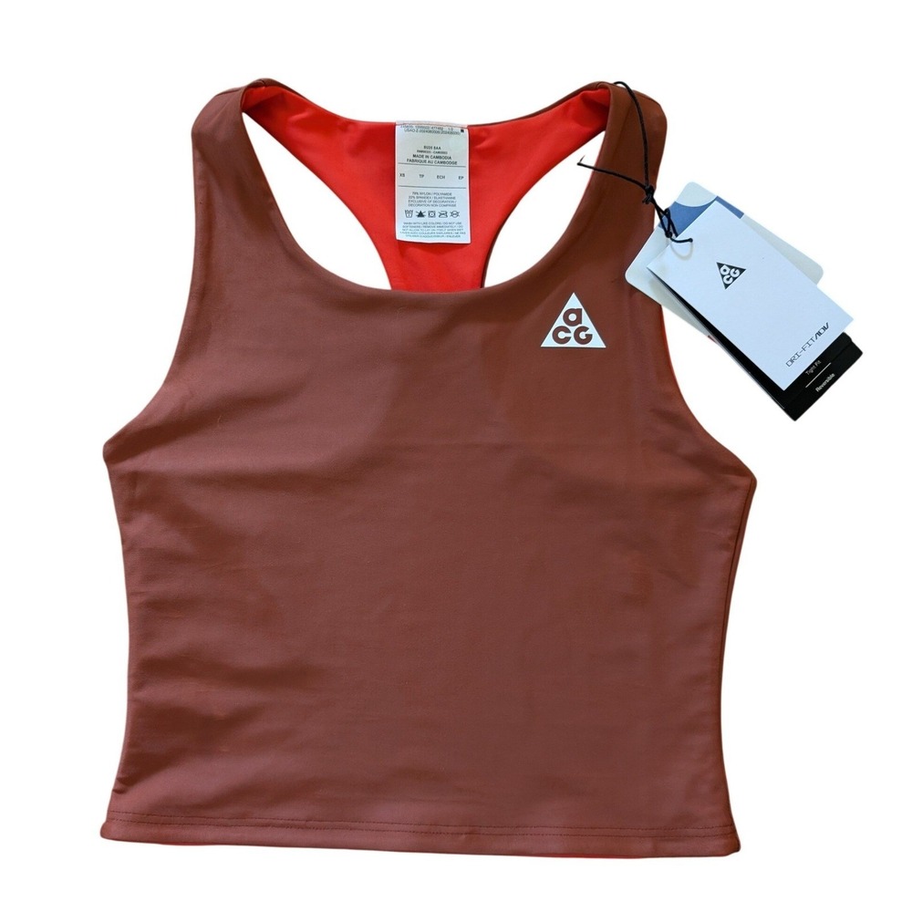 Nike ACG Tree Frog Reversible Dri-FIT ADV Tank Top Brown Orange XS NWT